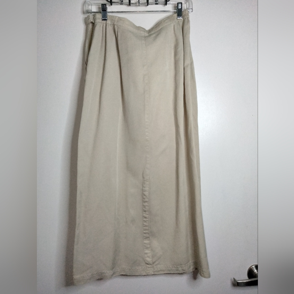 Linden Hill (Size M) Khaki 100% Lyocell Drawstring Slip Pockets Midi/Maxi Skirt - Picture 10 of 12